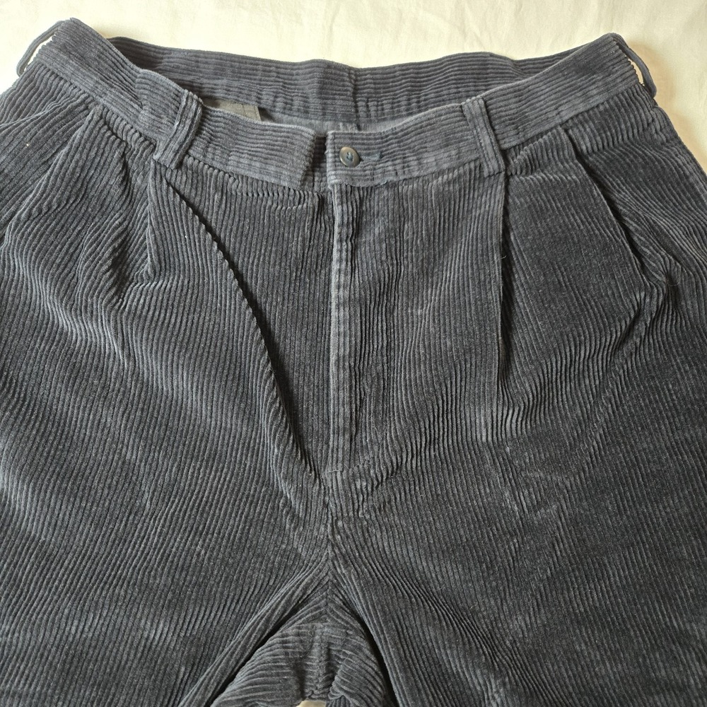 Jos A‎ Bank Corduroy Pants Tag 35x32 Measures 32x30 Pleated  Dark Navy Cuffed - Picture 8 of 11
